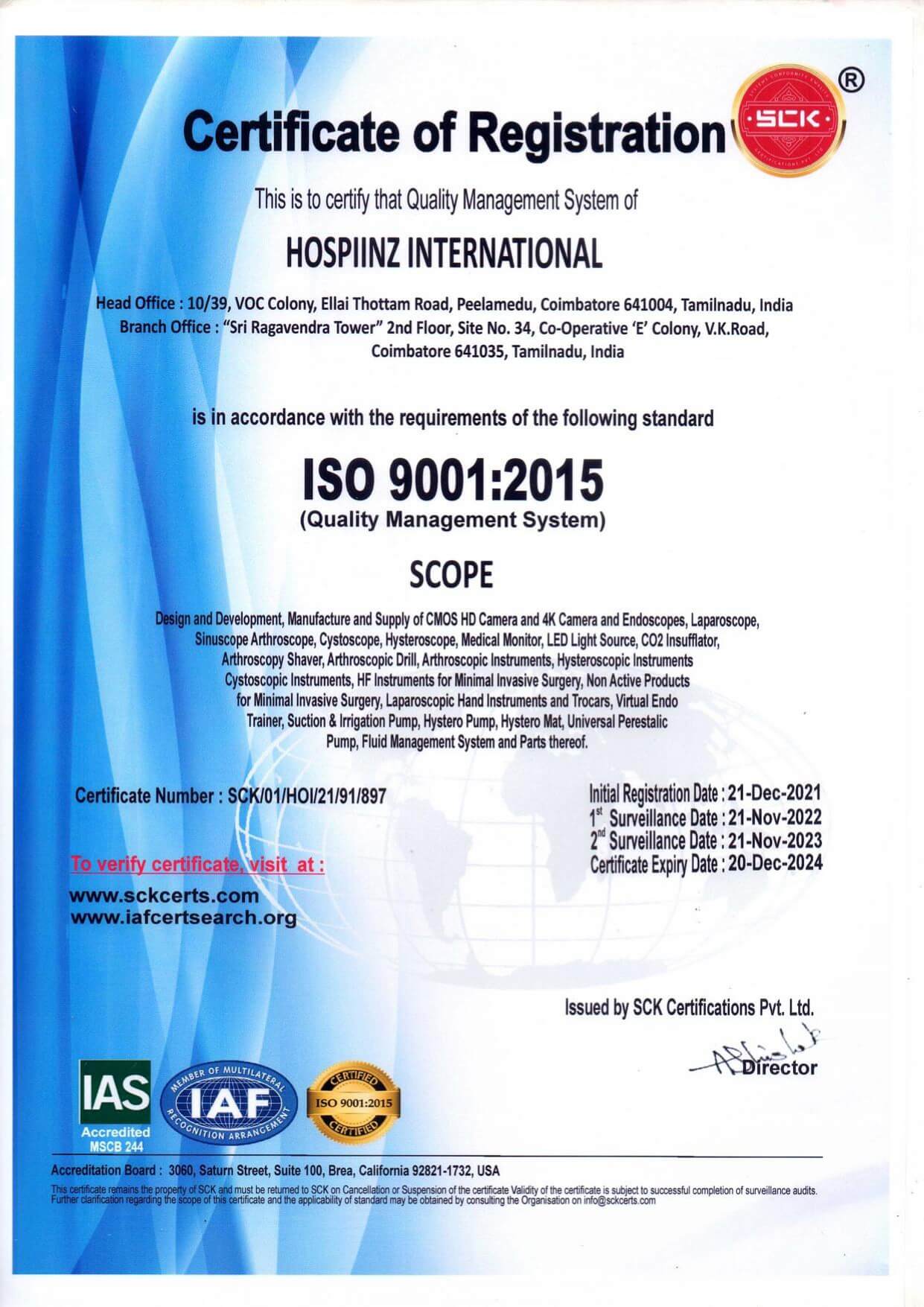 ISO 9001:2015 Certificate